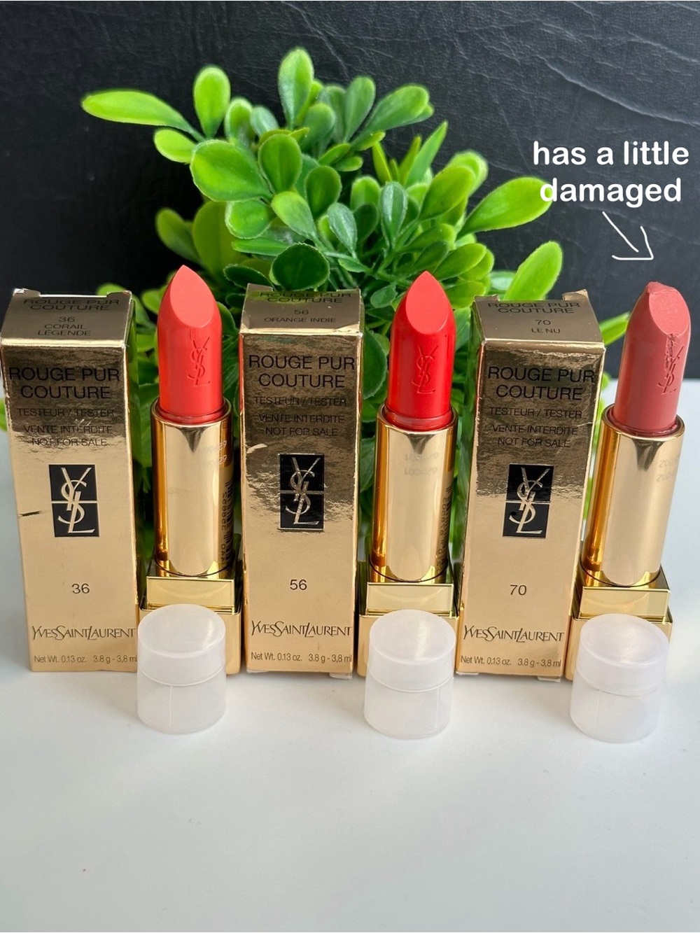YSL Lipstick Testers With Plastic Lid 3pcs (#36-56-70) Value $144